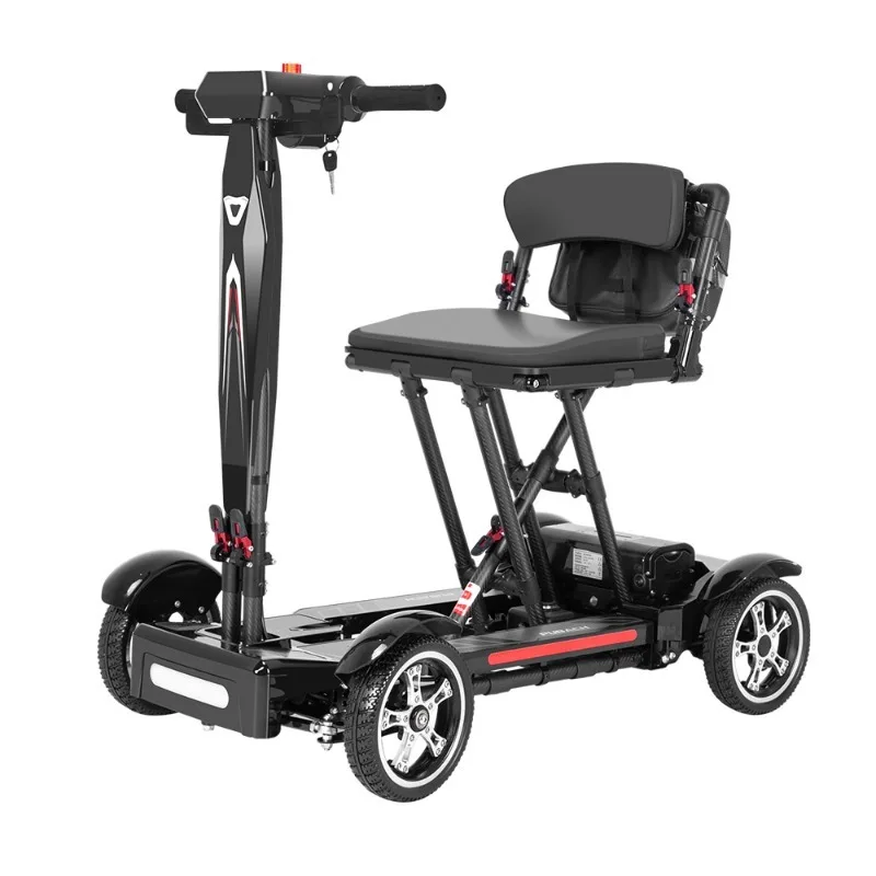 2026 Carbon Fiber Lightweight 19.8kg Mobility Scooter 18AH 30KM Range 200W Brushless Handicapped Mobility Scooter