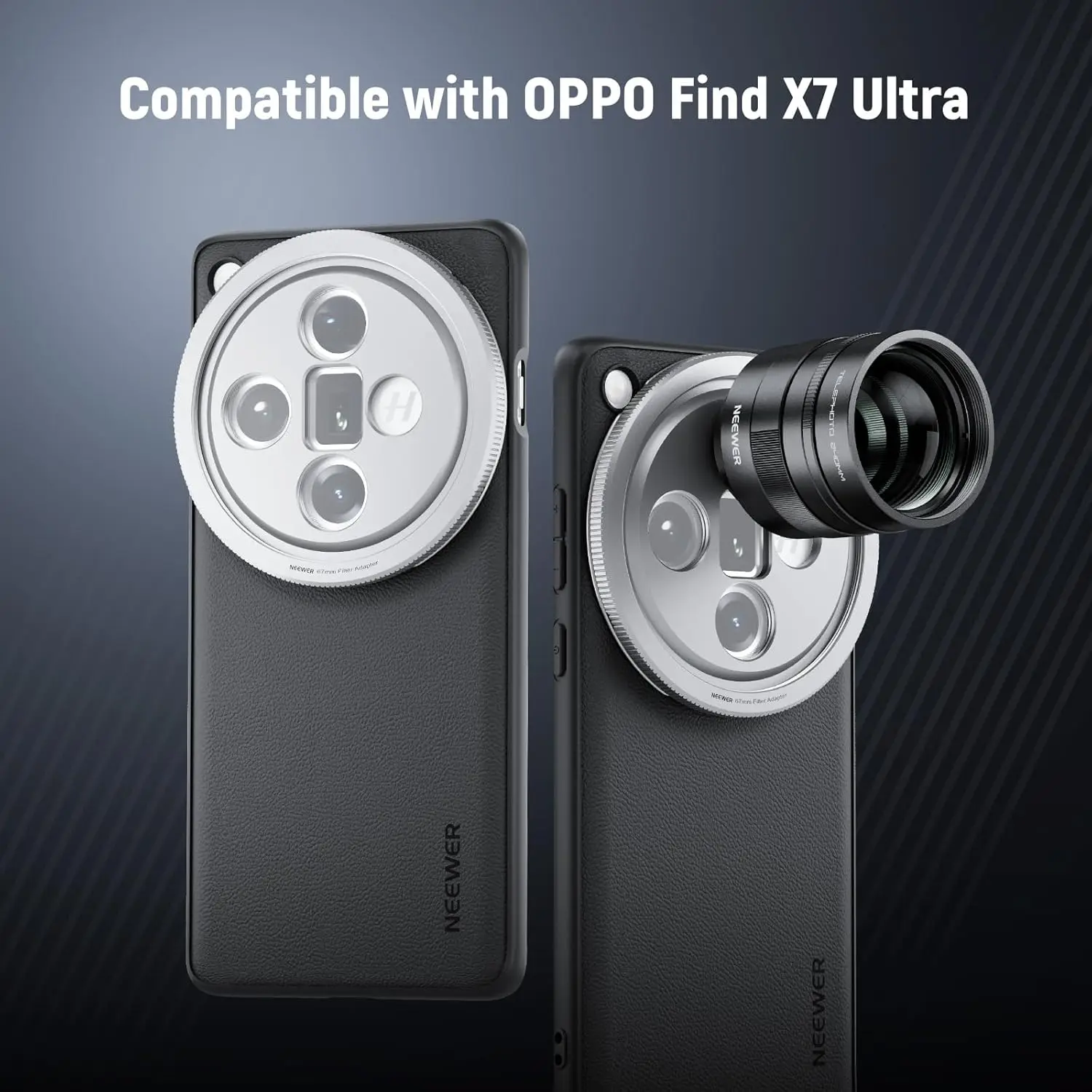 NEEWER Schutzhülle für Oppo Find X7/X8 Ultra Heavy Duty TPU + PC Kunstlederhülle mit 17 mm Objektivhalterungen – Detail 1