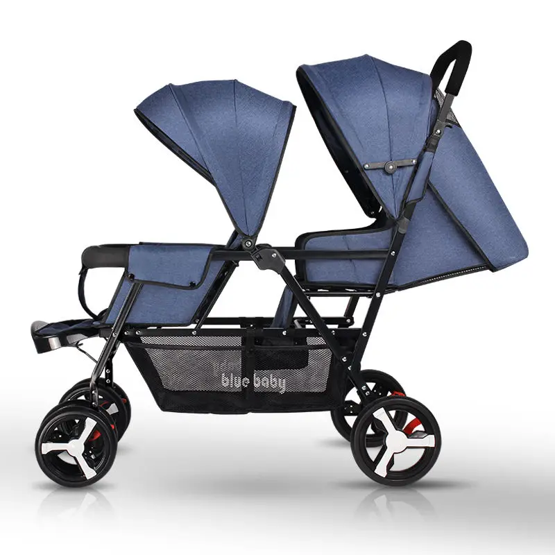 Twin baby stroller can sit, recline and lightly fold high view double baby stroller for the second child