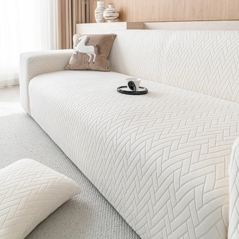 Jacquard Sofa Cover for Living Room Thick Elastic Sofa Cover 1/2/3/4 Seater L-Shaped Corner Sofa Cover