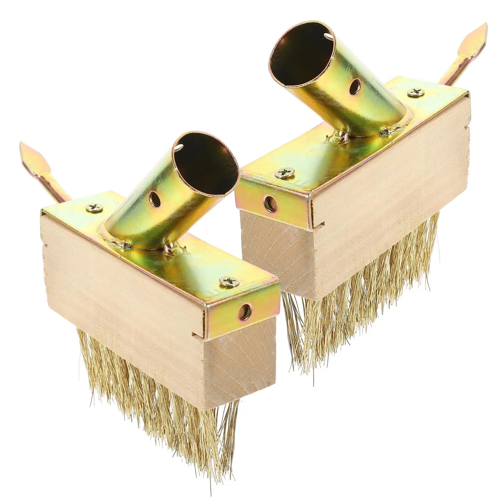 Cepillo de deshierbe de alambre de acero para herramientas de jardinería, eliminador de musgo, mango antideslizante duradero, portátil, compacto, fácil de usar, 2 uds.