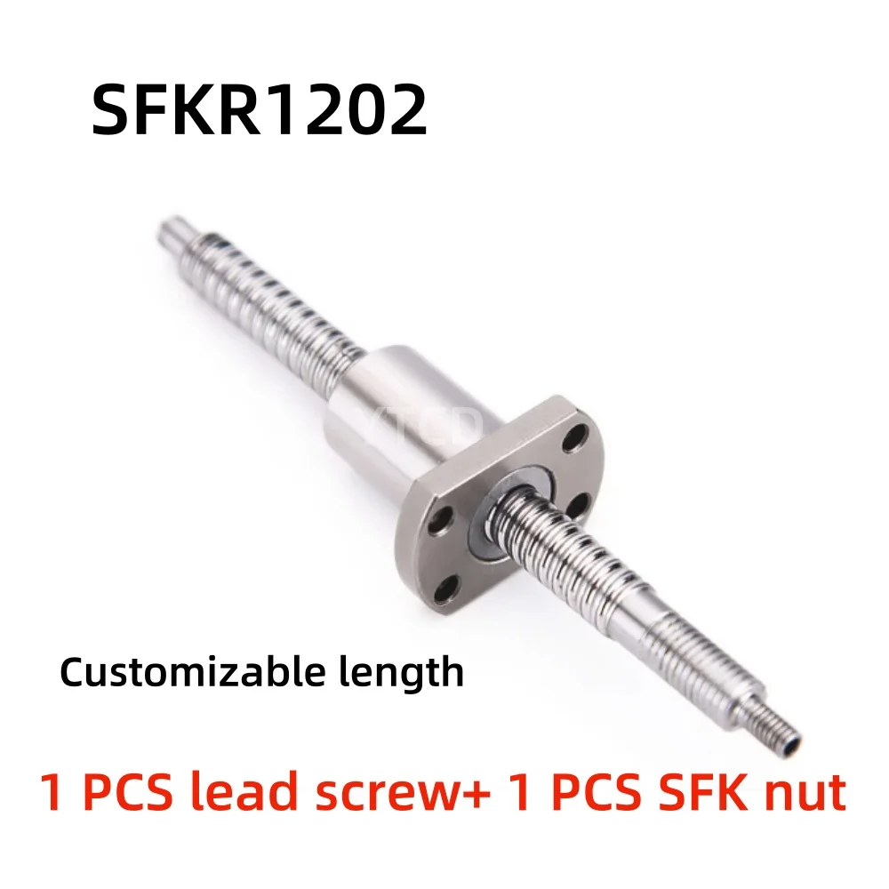 

Free Machined SFKR1202 Miniature Ball Screw SFK1202 100 150 180 200-400mm C7 Roller Ballscrew With Single Ball Nut For CNC Parts