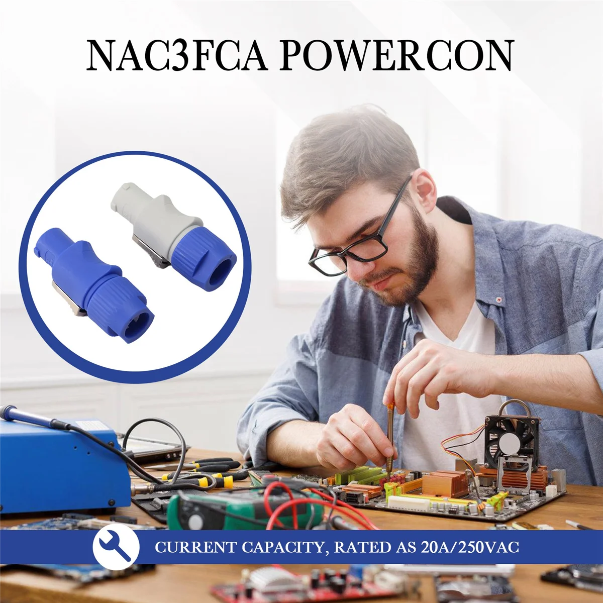 # 150Q 20PCS NAC3FCA NAC3FCB Speakon Plug Conector Powercon macho de 3 pinos (cinza-branco e azul)