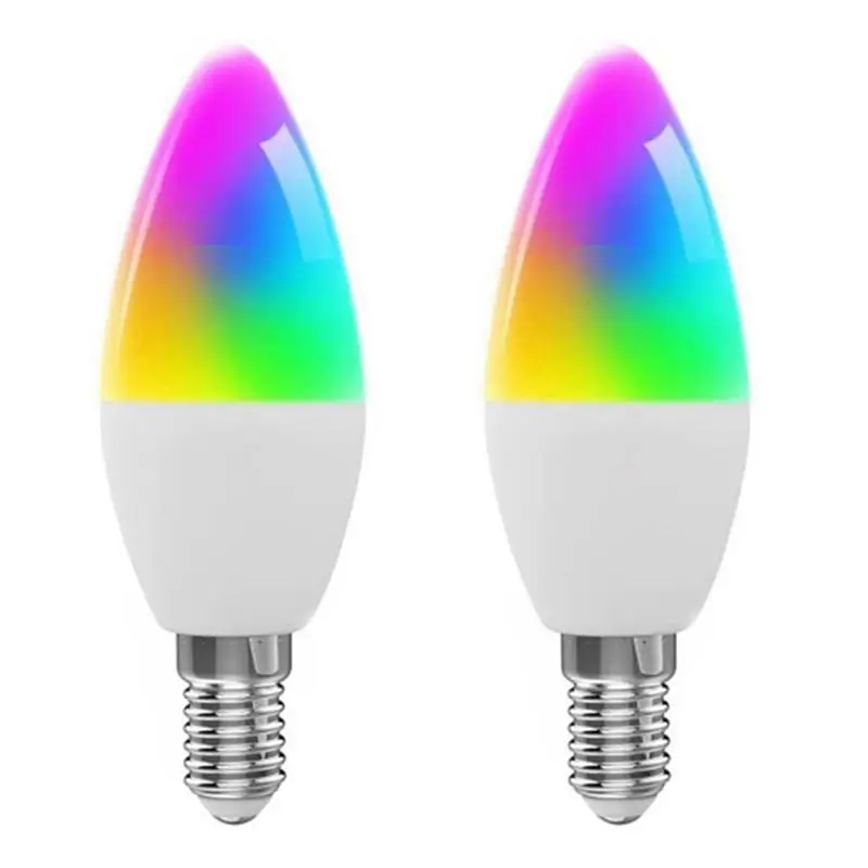Leading-2X Tuya E14 Smart Bulb Dimmable Five-Way Spiral Candle Bulb Wifi RGB Bulb Remote Control And Voice Control 9W