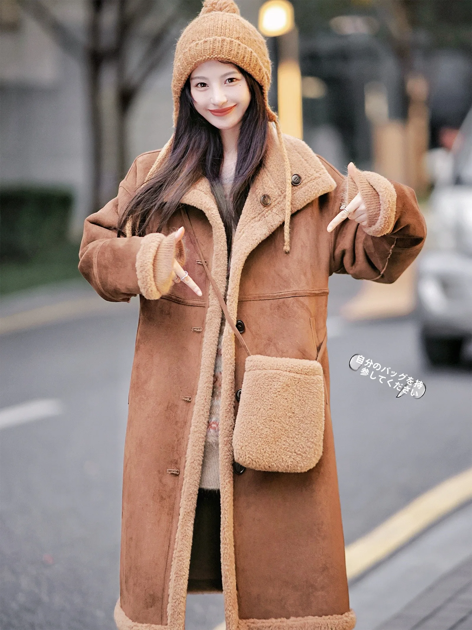 

Double-Sided Wearable Eco-Friendly Fur Coat Zhaodaxi Warm Bear Windproof Large Collar Leather Jacket for Young Women