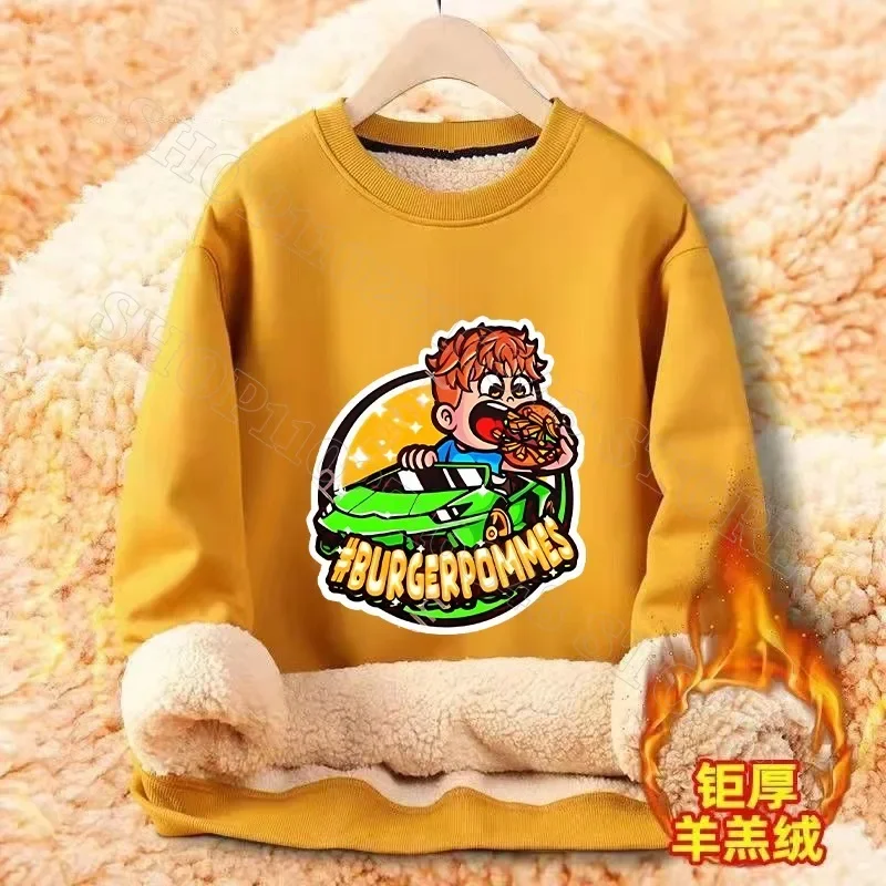 New Burgerpommes Icrimax Adult Fleece Sweatshirts Men Women Winter Clothes Warm Comfortable Cartoon Anime Print Sweatshirt Gifts