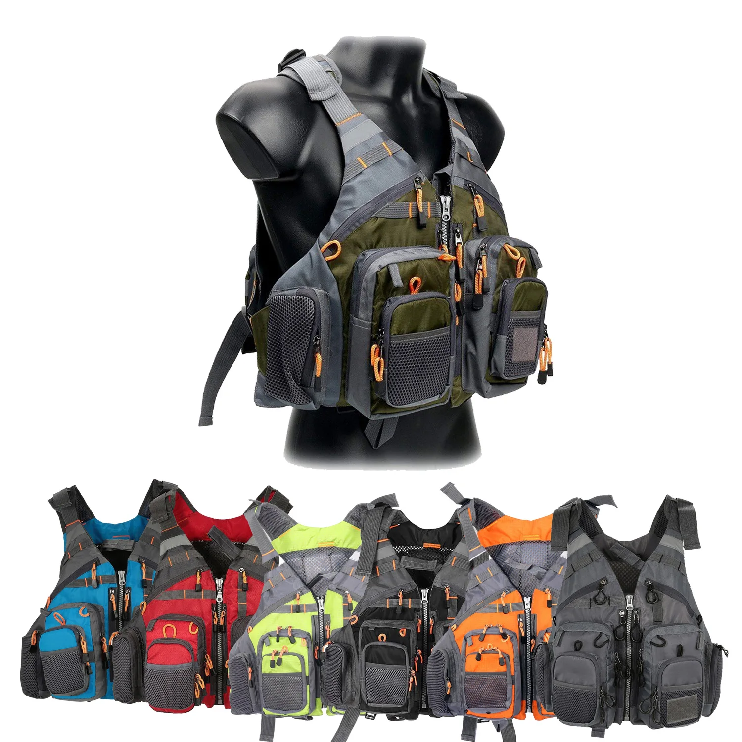 Men's Fishing Vest Outdoor Adventure Multi Pocket Detachable Camouflage Backpack