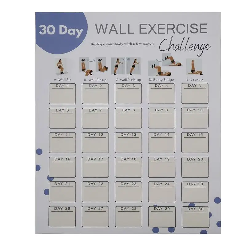 Wall Fitness Planner 30 Days Fitness Challenge Log Sheet For Quick Planning Wall Blank Exercise Planner Poster For Youth Women