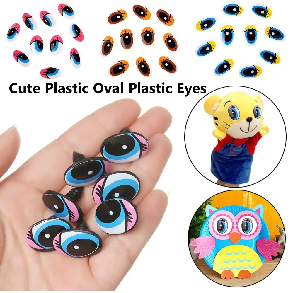 Bunte ovale Teile, Kunststoffschliff, Cartoon-Augen, Panda-Auge, 3D-Puppen, Zubehör, DIY-Puppenmaterialien