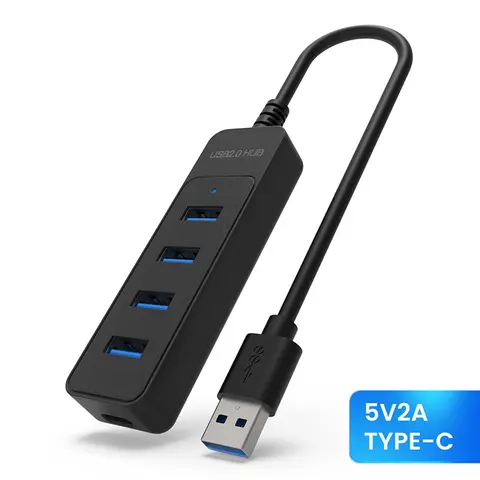 USB 3.0 허브 5 포트 USB C 충전 포트가 있는 멀티 USB2.0 분배기 허브 전원 어댑터 노트북 노트북용 다중 확장기 도크