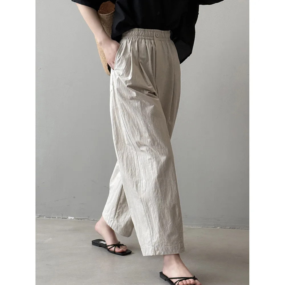 Japanese high waisted straight leg work pants for summer 2025  new thin style carrot pants loose casual wide leg pants