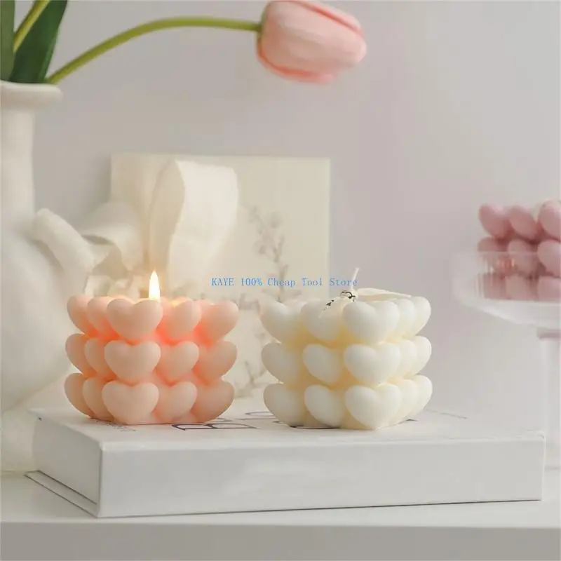 

G6KA Heart Bubble Cube Mold Decoration Pillar Moulds for Candle Making