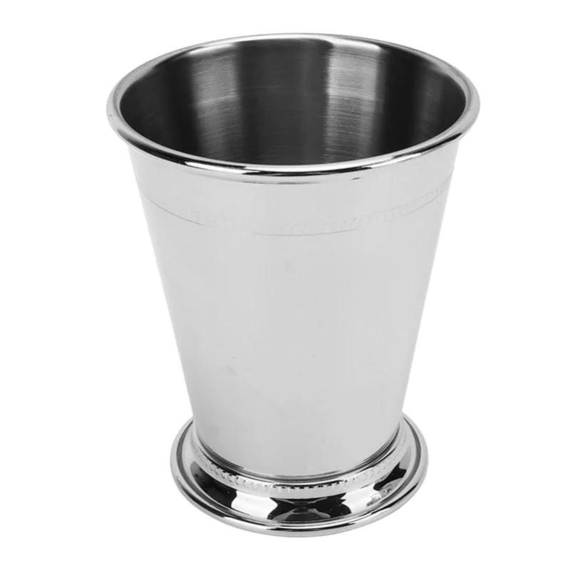 Julep Cup Stainless Steel Elegant Retro High Stability Beaded Mint Julep Cup For Home Classic Silver