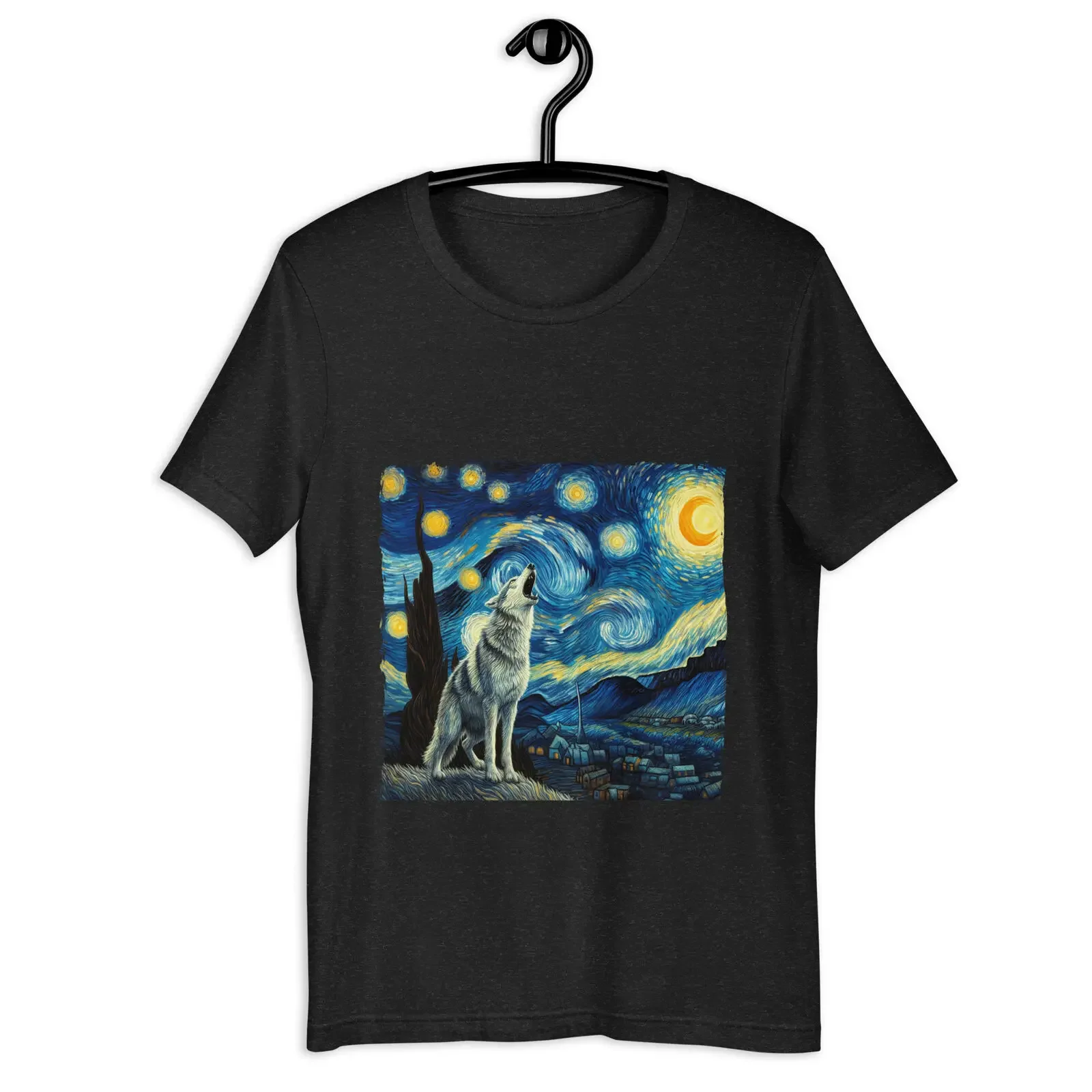 Starry Night Van Gogh lone wolf Unisex Staple T-Shirt | Bella + Canvas 3001