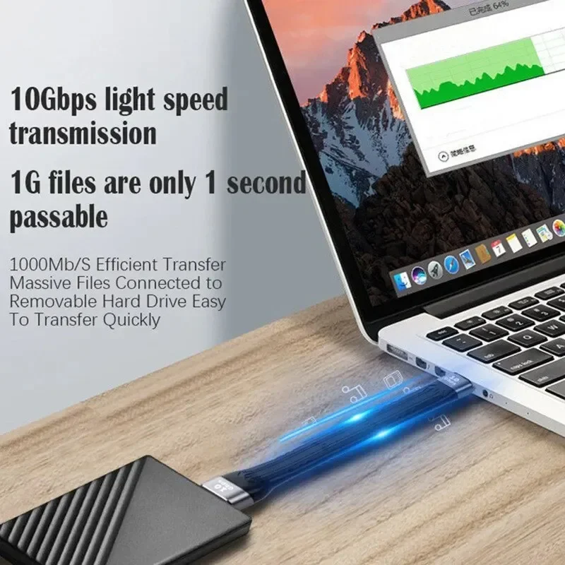 USB A to Type C Pd fast charging USB3.1 high-speed hard drive 10Gbps transmission 13CM charging ultra-short portable data cable