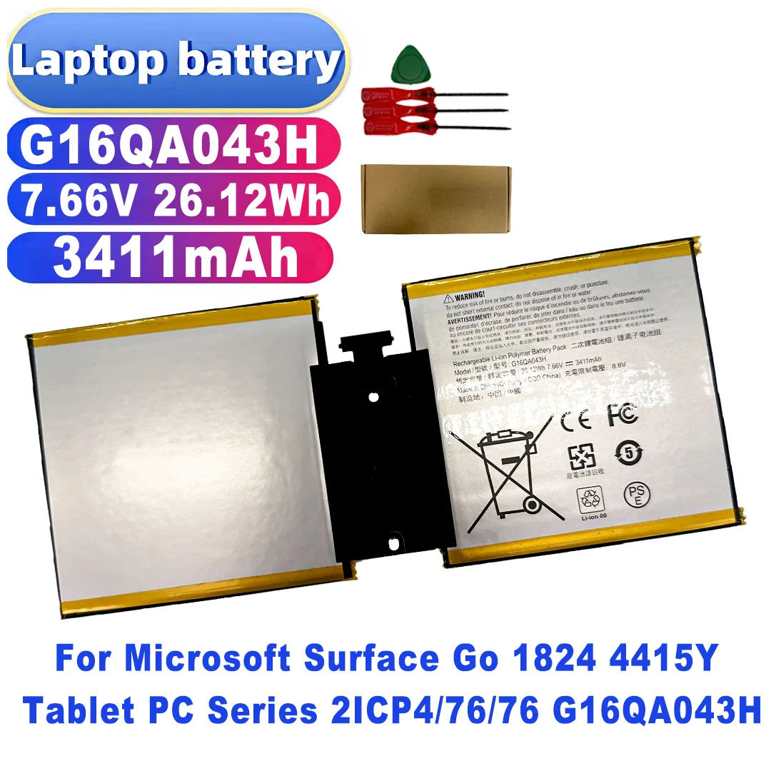 G16QA043H 7.66V 26.12Wh 3411mAh Laptop Battery For Microsoft Surface Go 1824 4415Y Tablet PC Series 2ICP4/76/76 G16QA043H