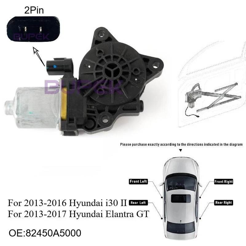 

1pc Front Left Power Glass Lifter Motor for 2013-2016 Hyundai i30 II Elantra GT Electric Window Regulator Motor Parts 82450A5000