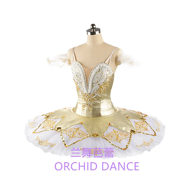 Shiny Performance Wear High Quality Professional  Adult Girls Golden Ballet Tutu Costumes