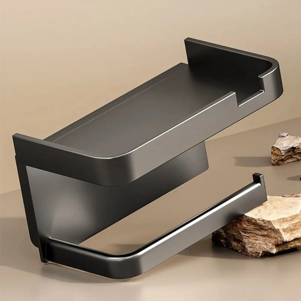 Plastic Toilet Paper Holder Wall Mounted With Shelf Tissue Holder No Drilling Toilet Paper Storage Box Bathroom Use