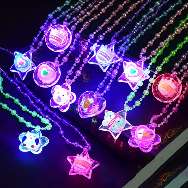 10/20/30/40/50 PCS Led Luminous Necklaces Led Flashing Pendant Necklace Children Birthday Party Gift Glowing Necklace