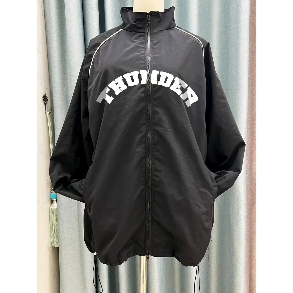 KPOP ATEEZ THE FELLOWSHIP : BREAK THE WALL 2022 WORLD TOUR Thunder Print Harajuku Cardigan Stand Collar Zipper Jacket Outerwear