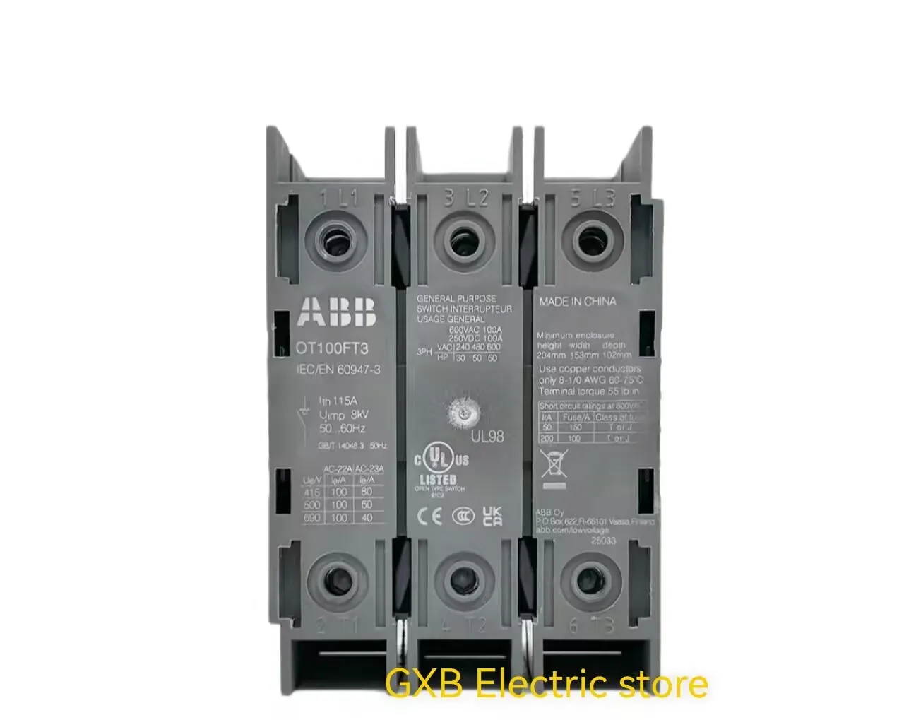1 Brand New Abb Load Isolation Switch Ot100Ft3 125ft3 Cabinet Door Installation 3-Pole