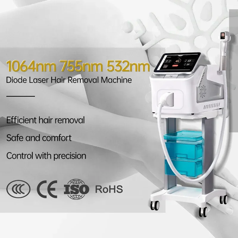 

Diode 3 Wave 808nm 1064nm 755nm Permanent Machine Epilator Ice Beauty Equipment High Quality Salon Use