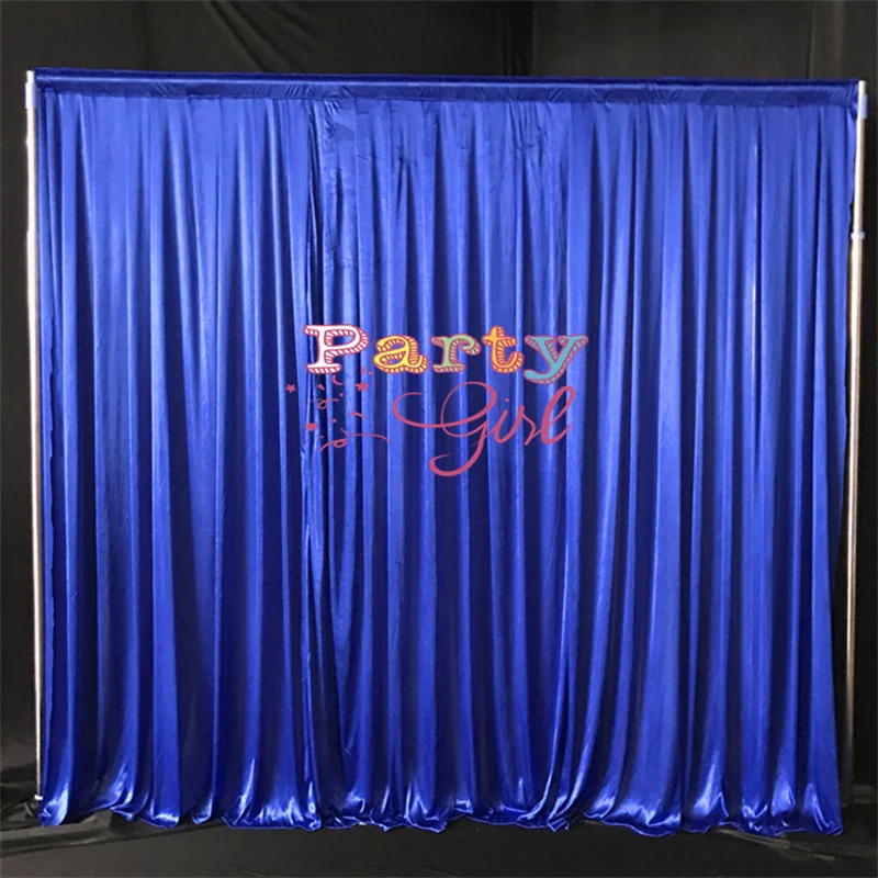 

Royal Blue Ice Silk Wedding Backdrop Curtain Stage Background Photo Booth For Event Banquet Decoration