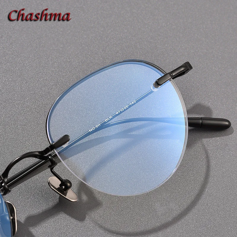 Chashma Men Glasses Pure Titanium Prescription Lens Women Round Semi Rim Optical gafas graduadas Super Quality Eyewear