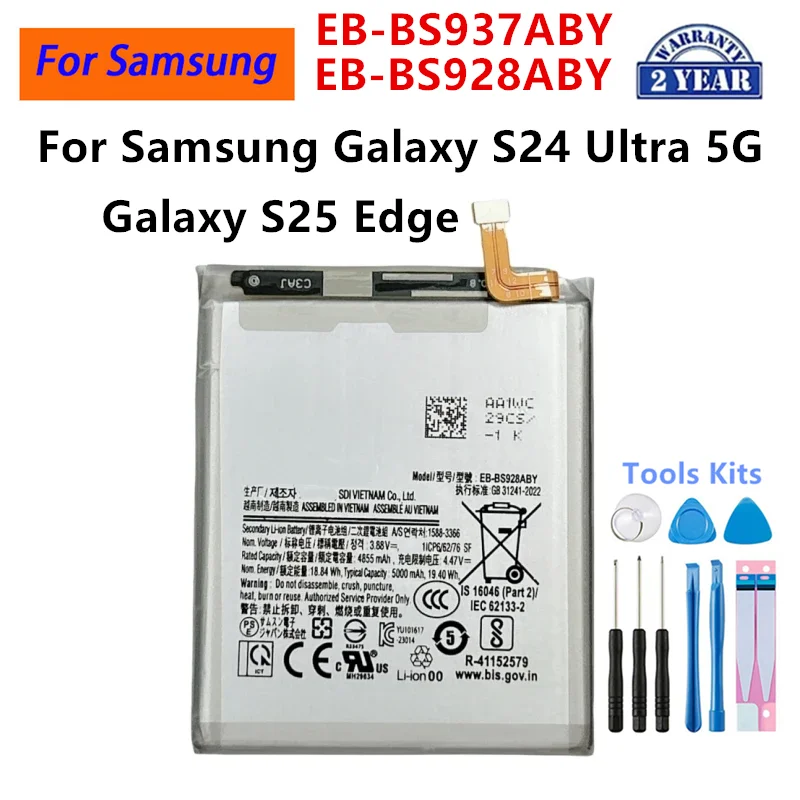 Brand New EB-BS928ABY EB-BS937ABY Battery For Samsung Galaxy S24 Ultra 5G Galaxy S25 Edge Mobile phone Batteries +Tools