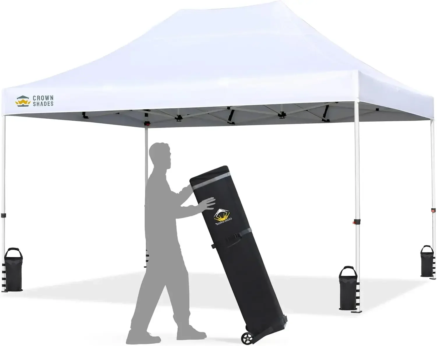 10x15 Pop Up Canopy Tent, Thicken Frame Commercial Heavy Duty Tent, 8 Stakes & 4 Sandbags & 4 Ropes,