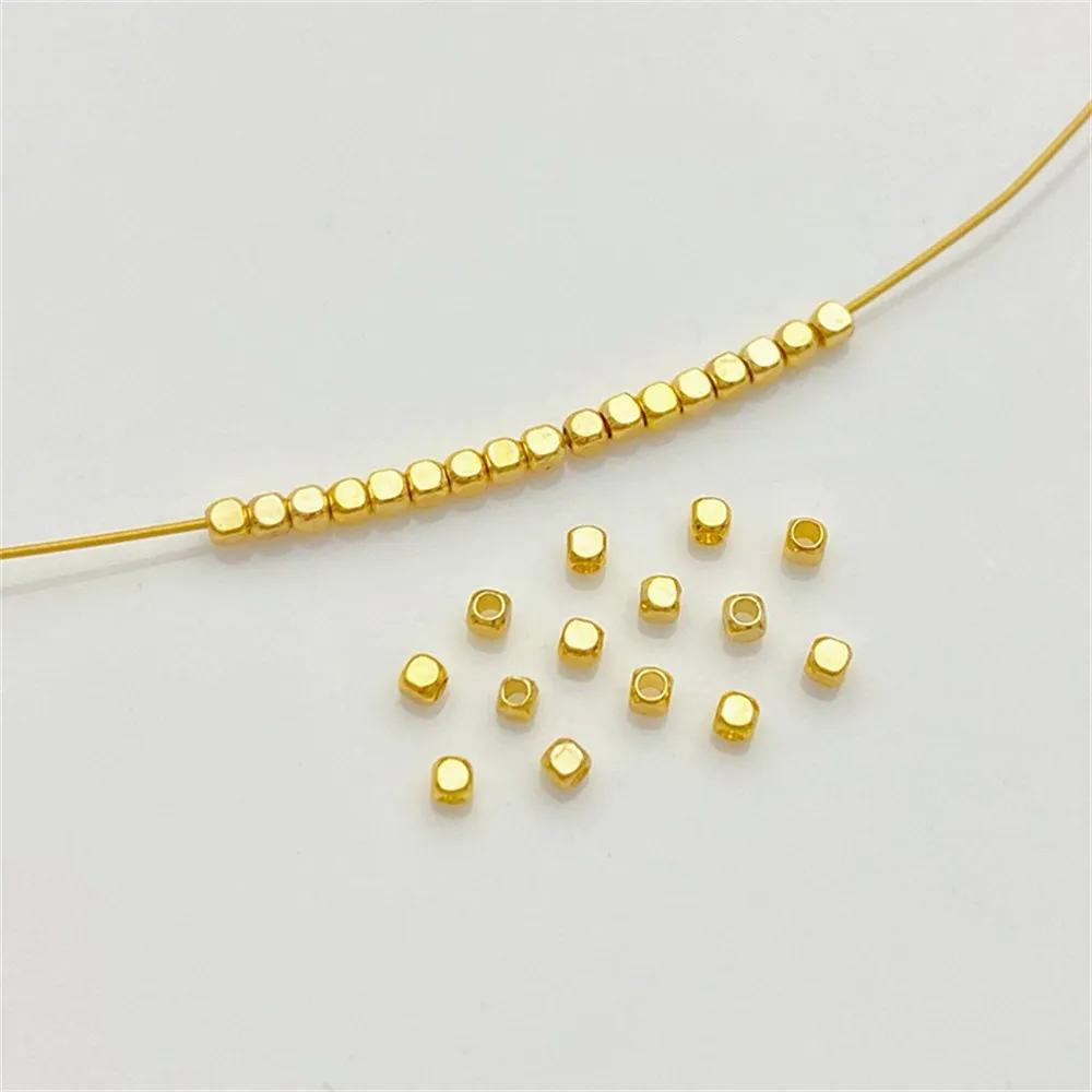 

18K Gold Small Square Beads, Flat Beads, Laser Beads, Loose Beads, Handmade DIY String, Bracelet, Necklace, Jewelry Accessories.