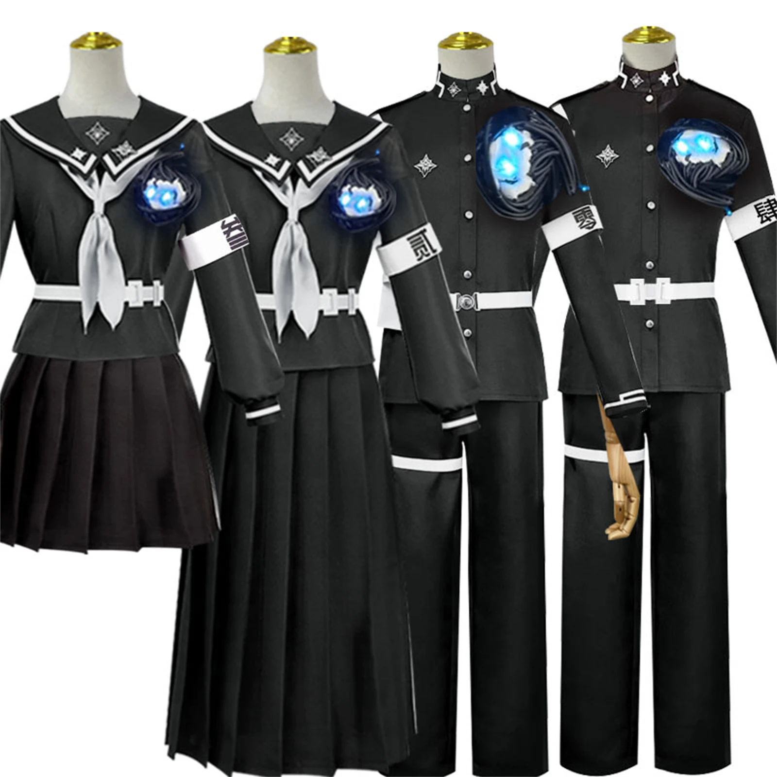 

Sumino Takumi Sizuhara Hiruko Amemiya Darumi Aotuki Eito Cosplay Costume School Uniforms Black Sailor Uniform Halloween Uniform