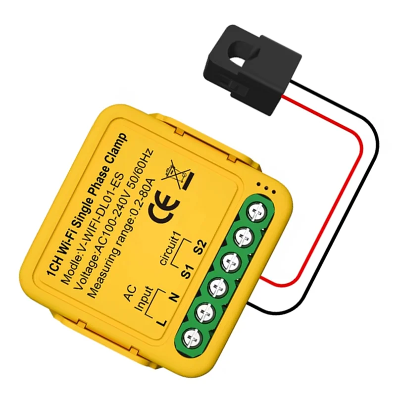 ABMF-Tuya Wifi スマートパワーメーター 80A エネルギーメーター電流変圧器センサークランプ付き KWH 電気照明モニター用