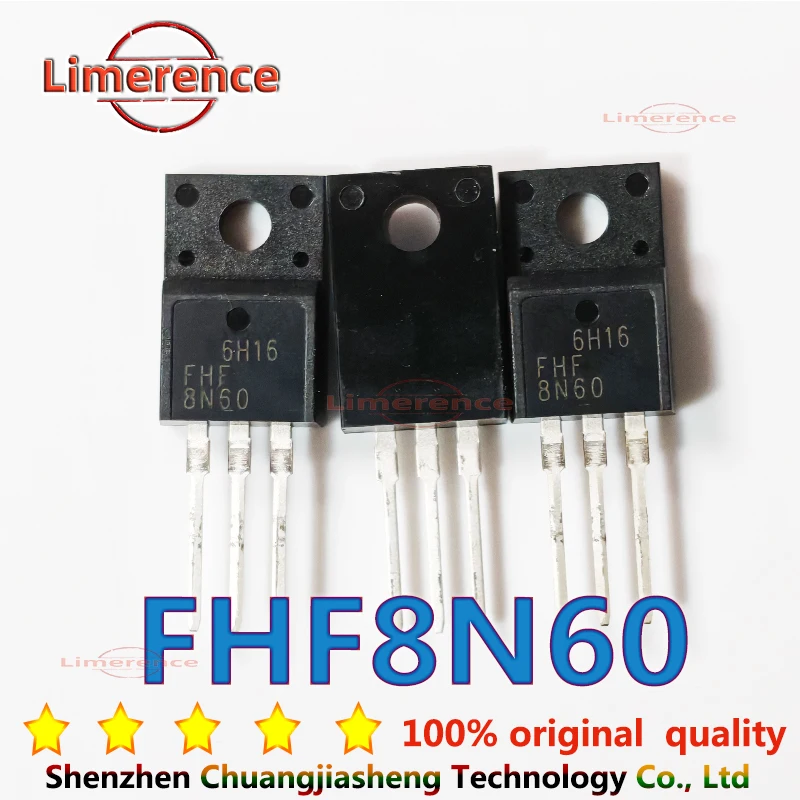 Transistor de efecto de campo de Canal N, 5 piezas, FHF8N60, 8A/600V, TO-220F