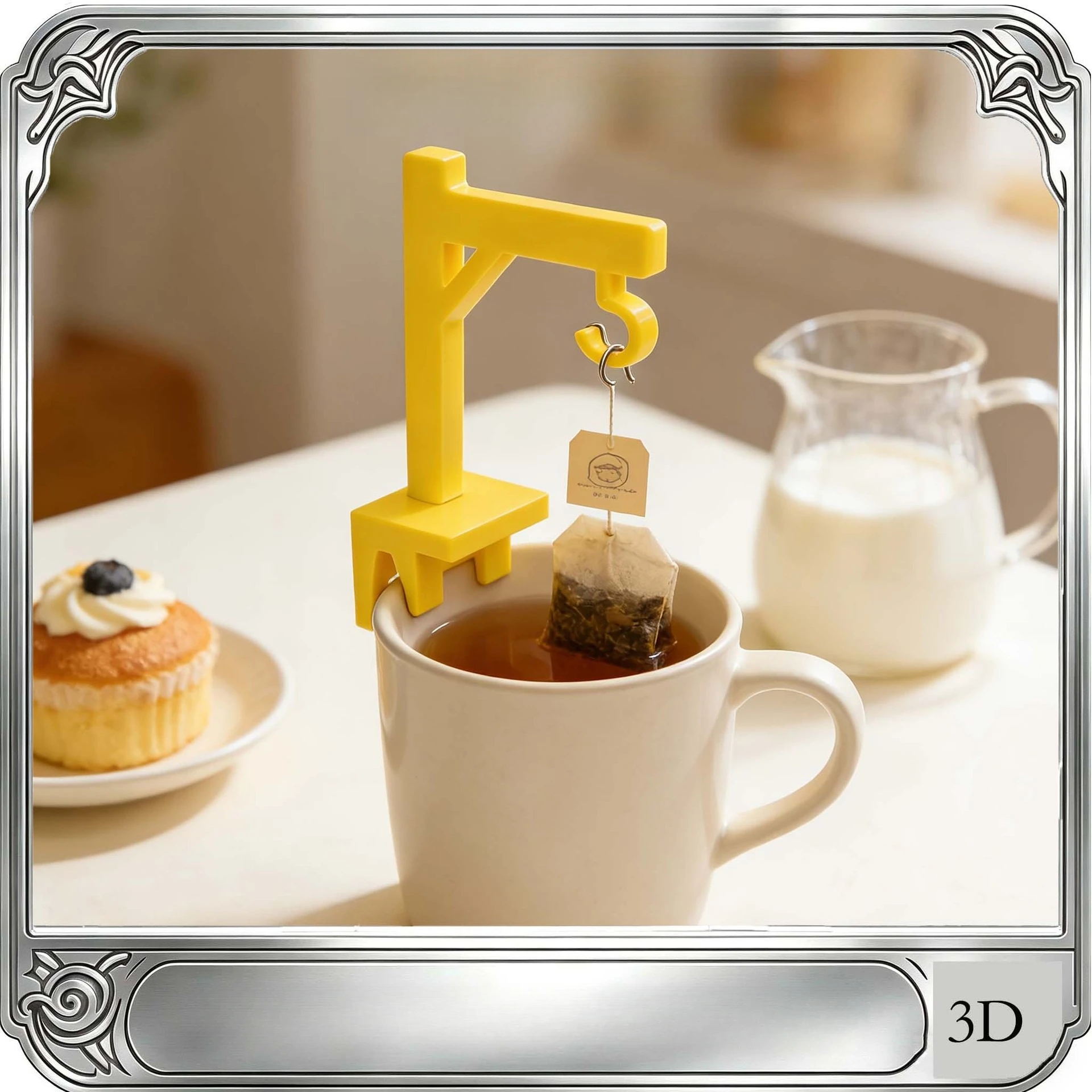 3D Printed Creative Mini Crane Shaped Tea Bag Holder Clip for Home Office Desk Decoration Tea Brewing