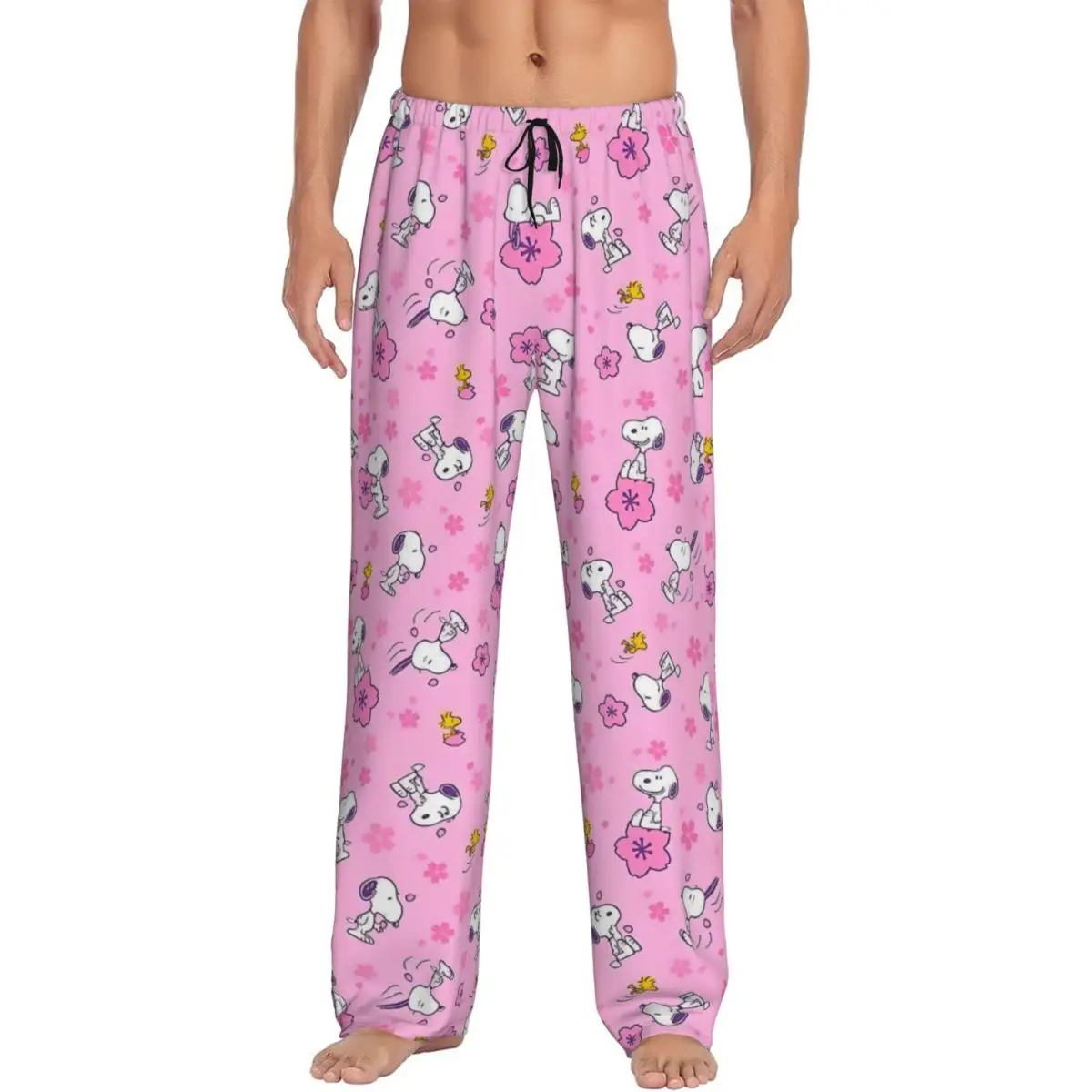 Custom S-Dog-Snoopies Pajama Pants for Men Animation Sleepwear Lounge Sleep Bottoms Stretch with Pockets