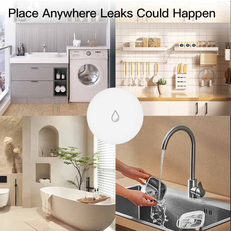 Tuya Zigbee-漏水検知器,水浸センサー,水,燃料,漏れ,スマートホームオートメーション,リモートモニタリング