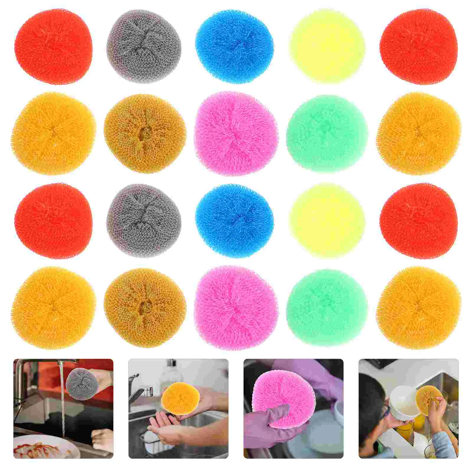 

30 Pcs Dishwashing Ball Kitchen Cleaning Balls Non Scratch Scrubbing Pads Sponge Cutlery Protectors for Dishes Pp Scrubbers