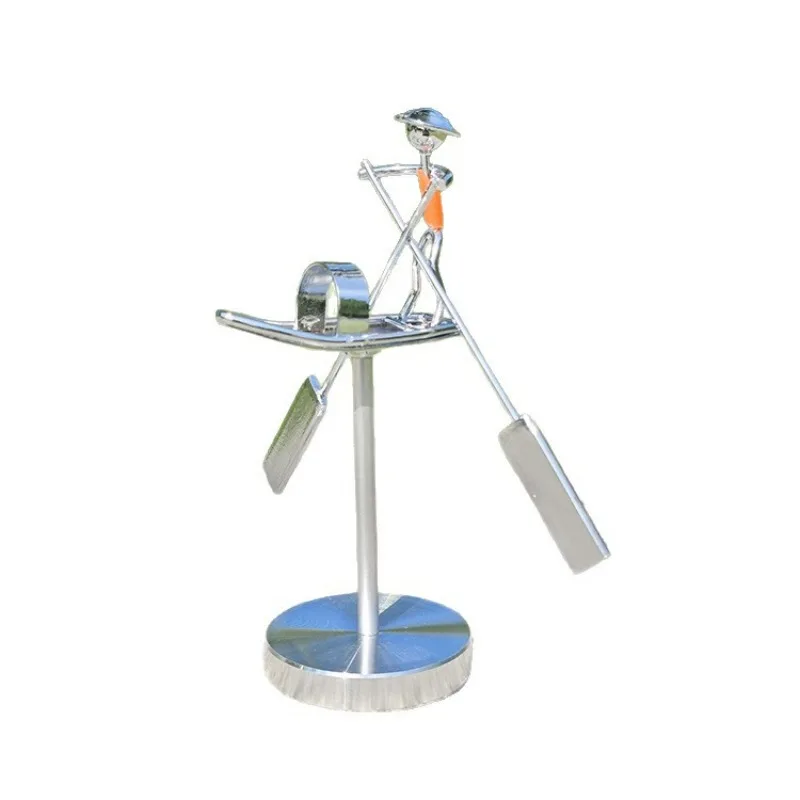 New Metal Tabletop Ornament Balancer Fisherman Rocking Small Iron Man Rocking Paddle Rowing Iron Man Home Decoration Crafts