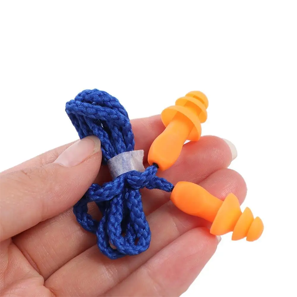 

10PCS Corded Silicone Noise Earplug Soft Noise Reduction Insulation Earplug Sound Insulation Protective Ear Plugs