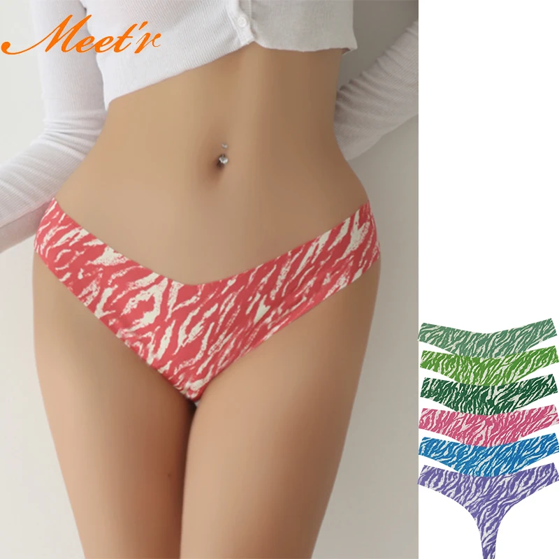 Meet'r Atmungsaktive und bequeme G-String-Tanga-Unterwäsche, sexy Eisseide, Low-Rise-Höschen, nahtloser Yoga-Sport-Slip für Damen
