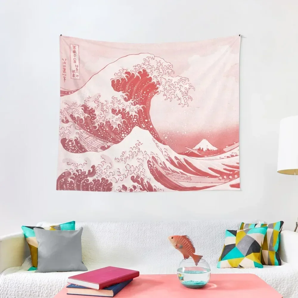 The Great Wave Off Kanagawa Japanese Wave Red Aesthetic Tapestry Decoration For Home Tapestry