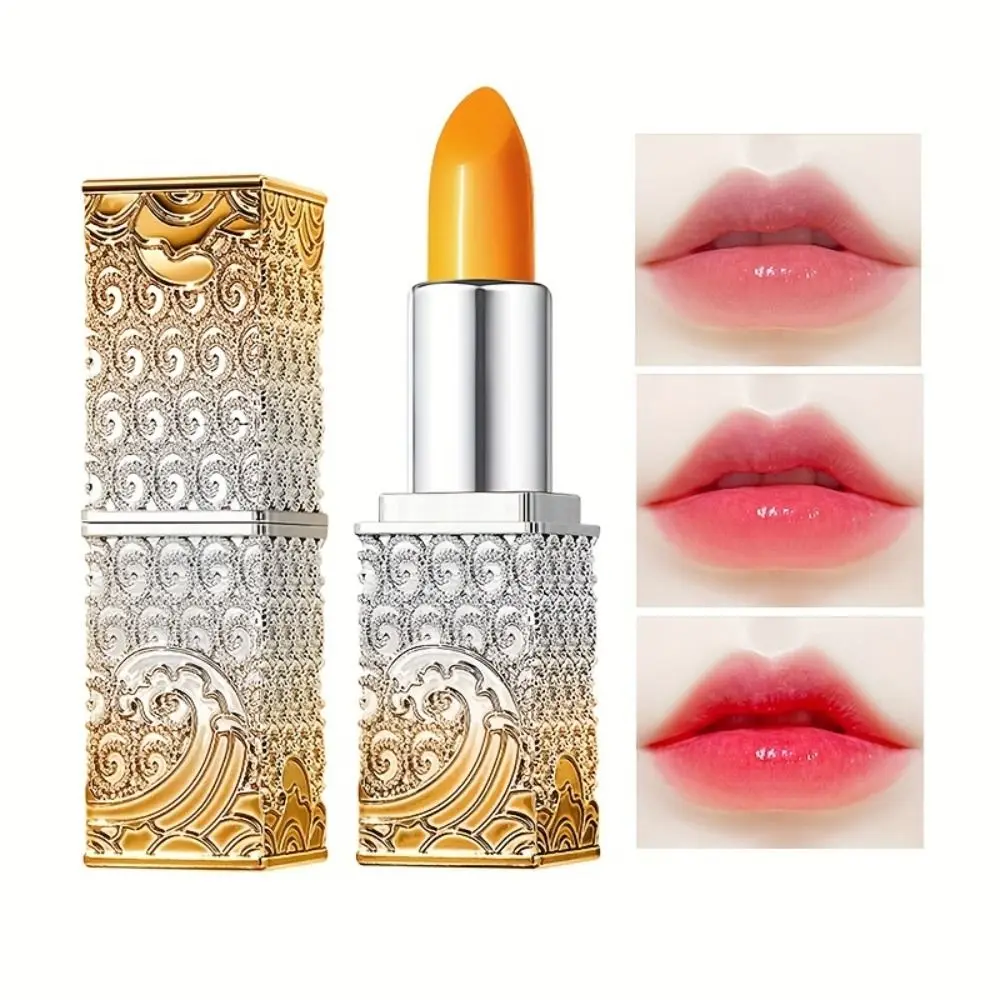 Bálsamo labial hidratante que cambia de Color, sensible a la temperatura, antisequedad, Pintalabios de larga duración, lámina dorada de 24K