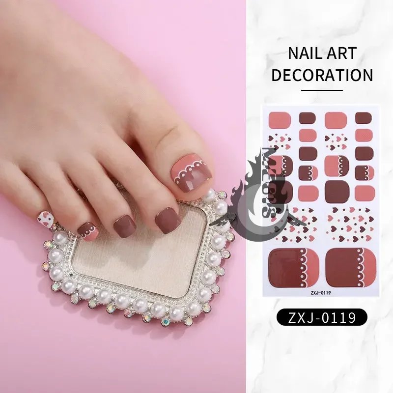 Spedizione gratuita 22 punte adesivi per unghie dei piedi adesivo per unghie dei piedi nail art polacco avvolge bellezza decorazione del piede forniture manicure