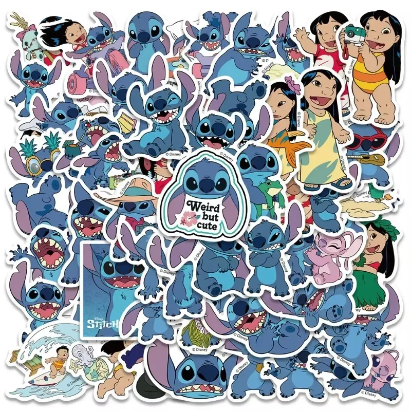 

50Pcs Funny Disney Cartoon Stitch Nail Stickers Stitch Cute Nail Art Supplies Mary Cat The Lion King Anime Scrapbooking Stickers