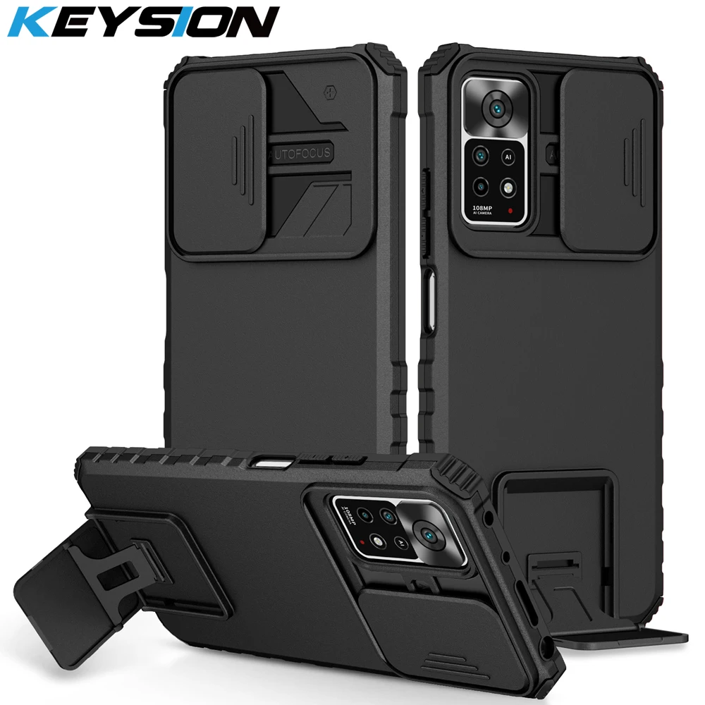 KEYSION Shockproof Case for Redmi Note 11 11S 11 Pro 5G 10 Push Pull Camera Phone Cover for Xiaomi POCO X5 Pro 5G X4 M4 11T Pro