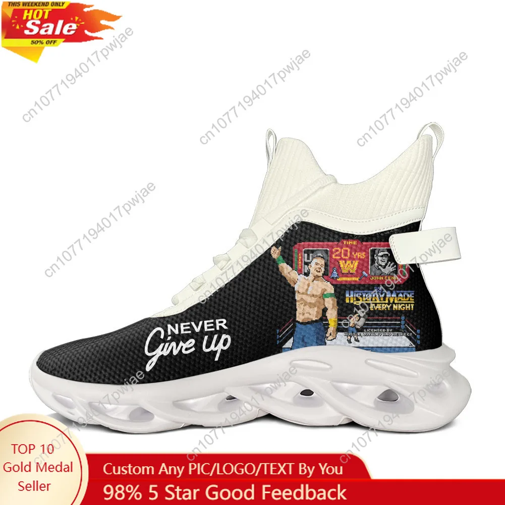 

John Cena 20 Years Never Give High Top Flats Sneakers Mens Womens Sneakers Travel Mountaineering Lightweight Shoe Running Shoe