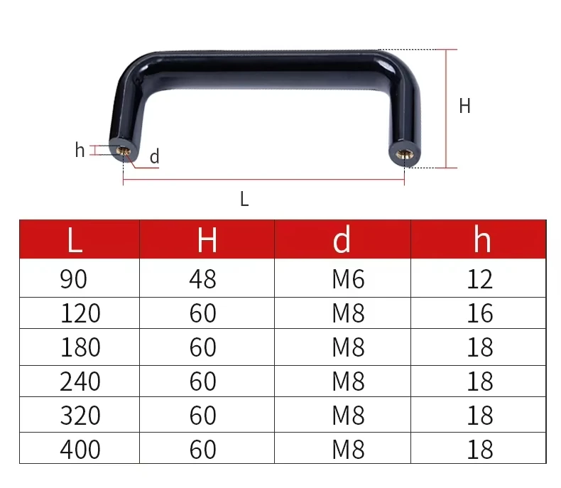 Red/Black Oval Bakelite Handle 90~400mm Nylon Plastic Circular Pull Insulation Pull Equipment Handle Industrial Handle Hardware - view 2
