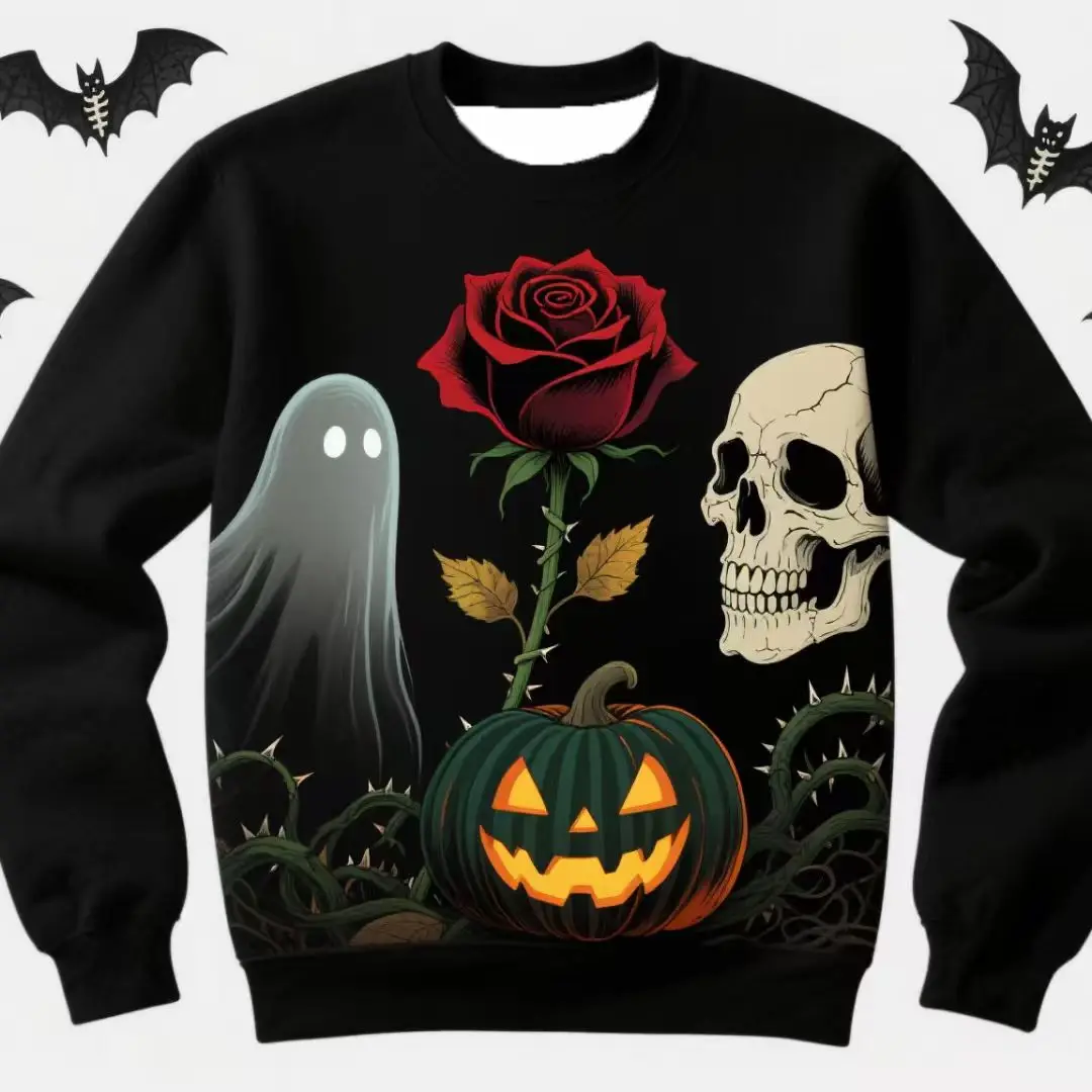 

New Halloween Day Of The Dead 3D Printed Men's Sweatshirt Street Fashion Round Neck Pullover Casual Spooky Graphic Unisex Tops